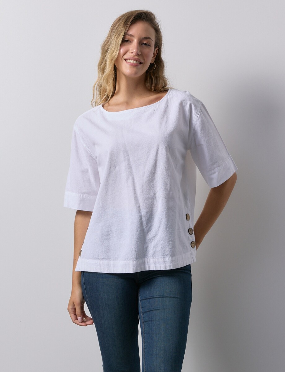Blusa Algodon Botones - Blanco 