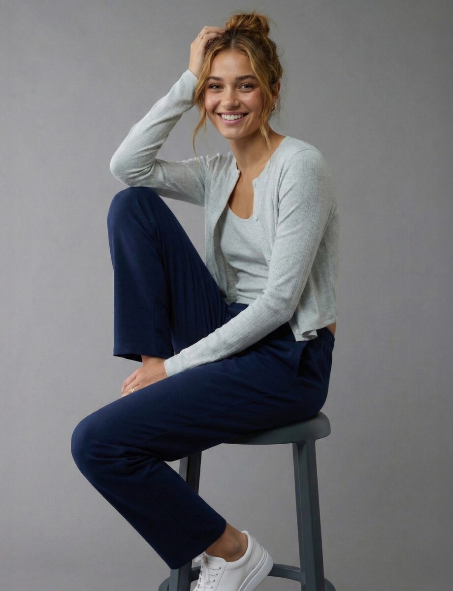 Pantalon Yoga Algodon - Azul 