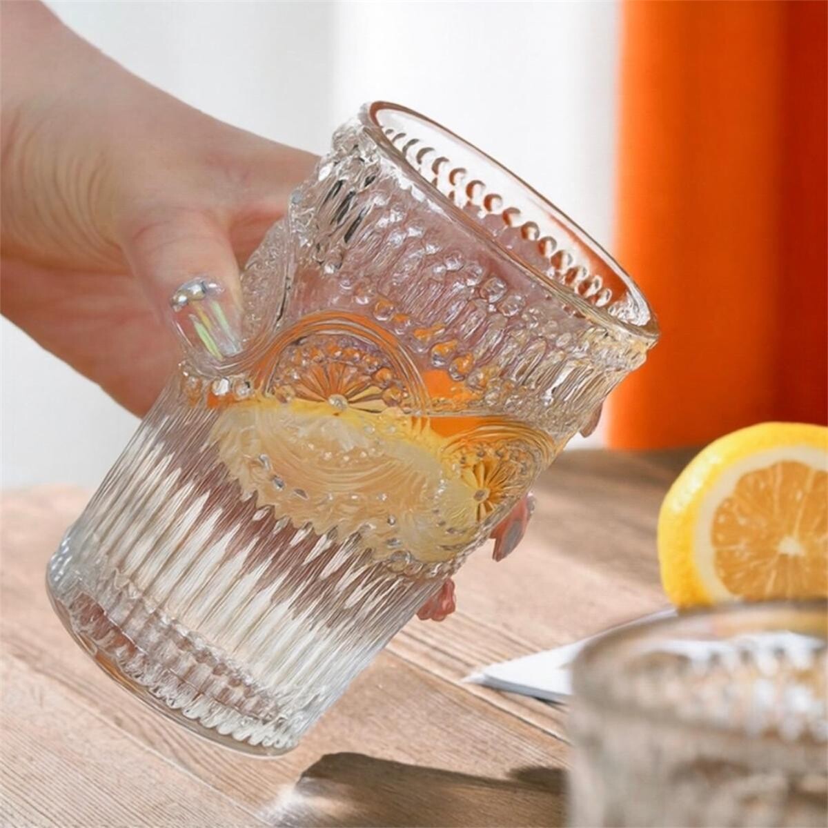 Vaso de Vidrio Labrado Set 6 Unidades 