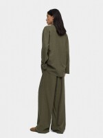 Camisa Mezcla De Lino Con Bolsillo caqui