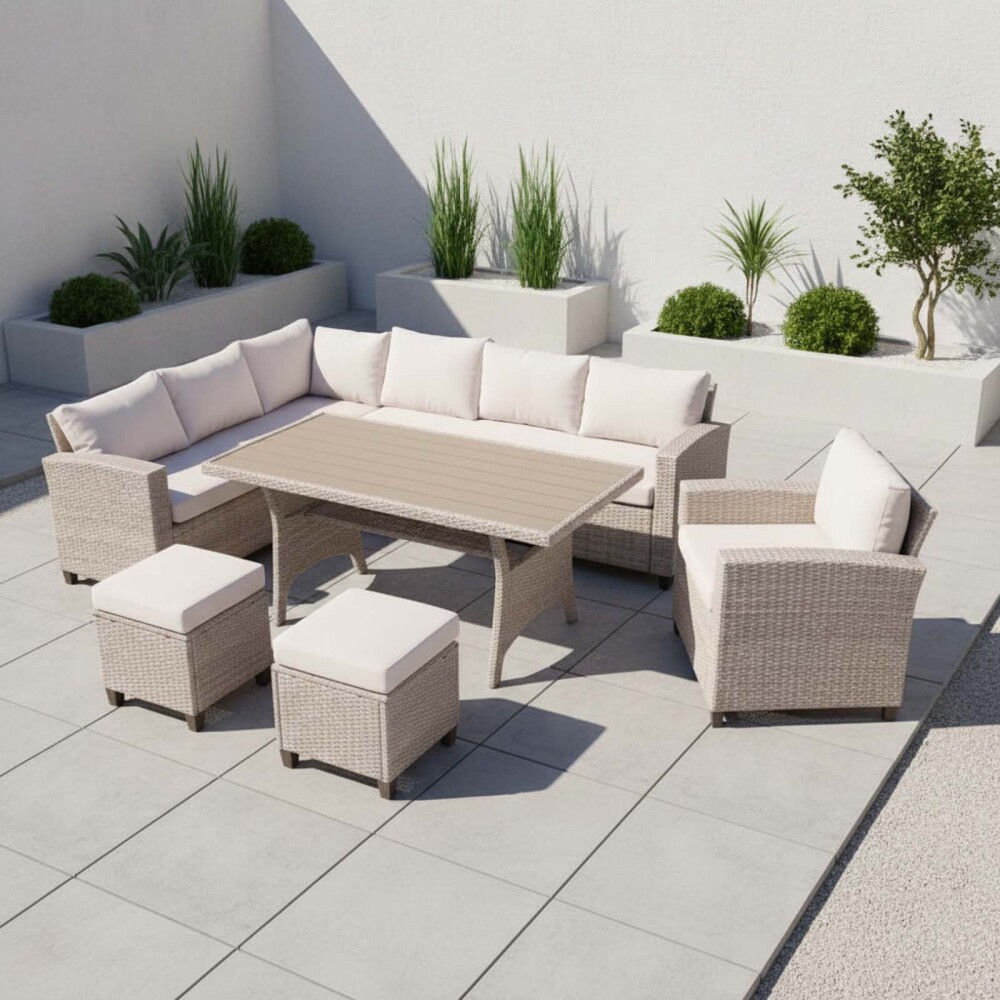 SET DE COMEDOR EXTERIOR RATTAN-SINTETICO NATURAL-BEIGE HAWAI