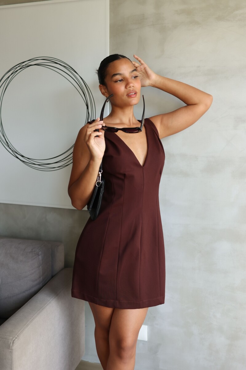 VESTIDO MARGOTT MARRON