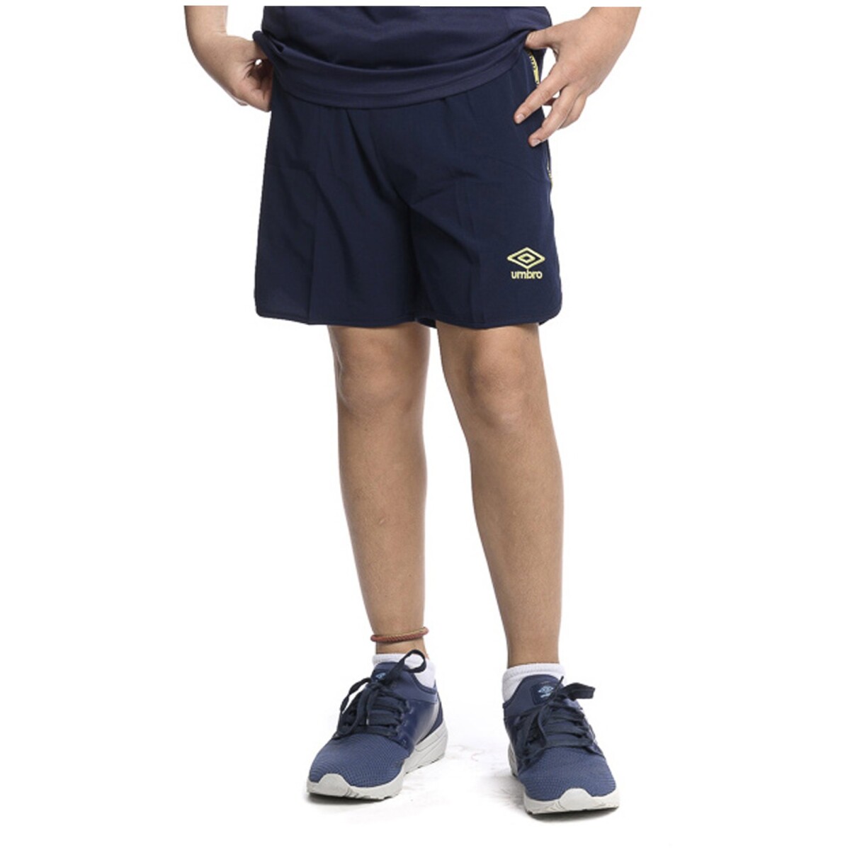 Bermuda Infantil Umbro Taped Junior - Azul Marino - Verde Lima 