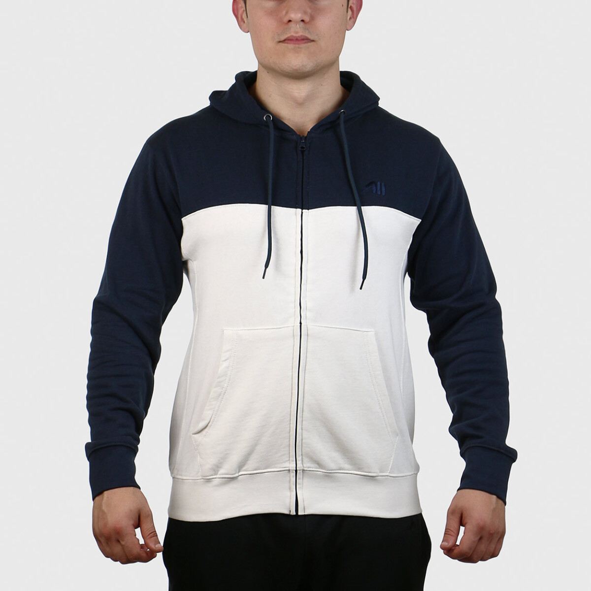 Austral Men Cotton Hoodie With Contrast- Navy/white - Marino-blanco 