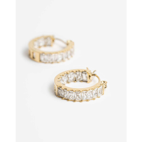 Argollas Acero Con Cubic Dorado