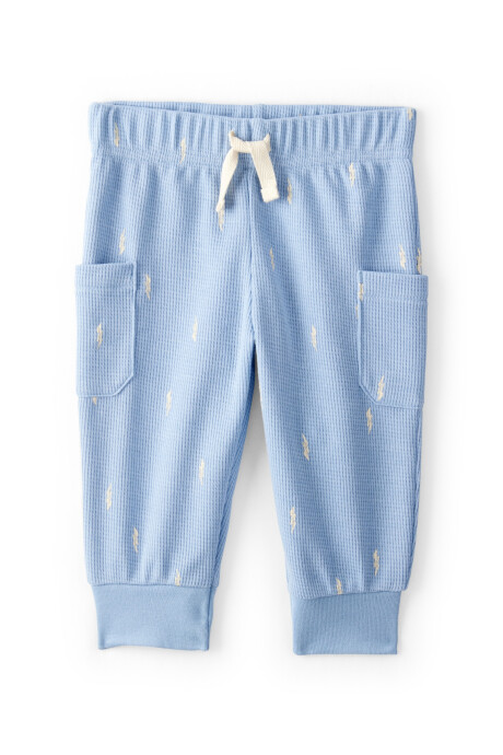 Set dos piezas de algodón térmico, pantalón y body, azul, diseño rayos Set dos piezas de algodón térmico, pantalón y body, azul, diseño rayos
