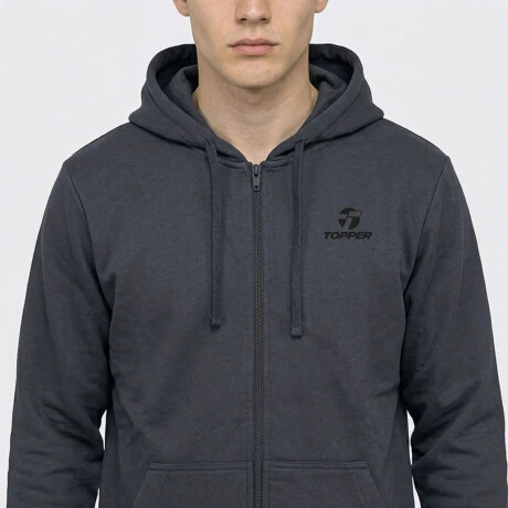 Campera Buzo Topper Hombre C/Cierre Y Capucha Clásico Gris