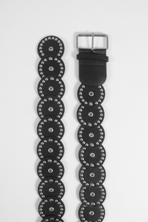 Cinturón apliques circulares tachas negro