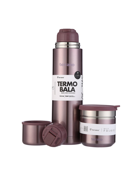 Kit Termo Acero Bala 750mL + Mate Folkie Lila Metalizado