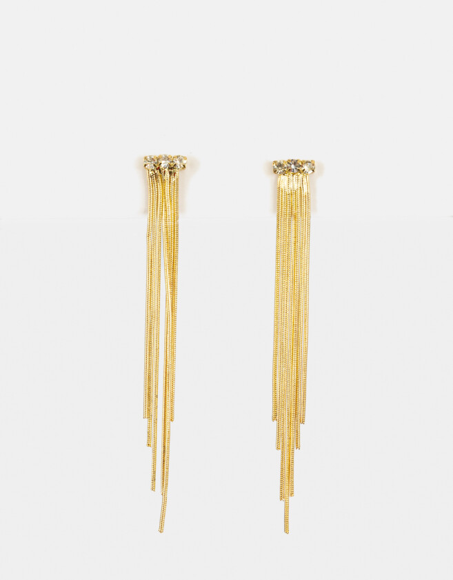 Aros Colgantes Largos Con strass Aros Con Strass - Dorado