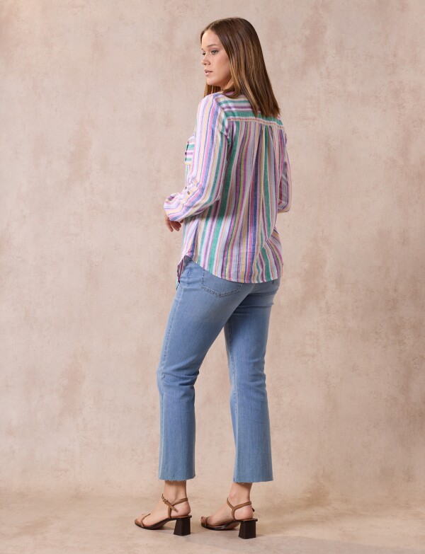 Blusa Lino Lineas MULTI/BLANCO