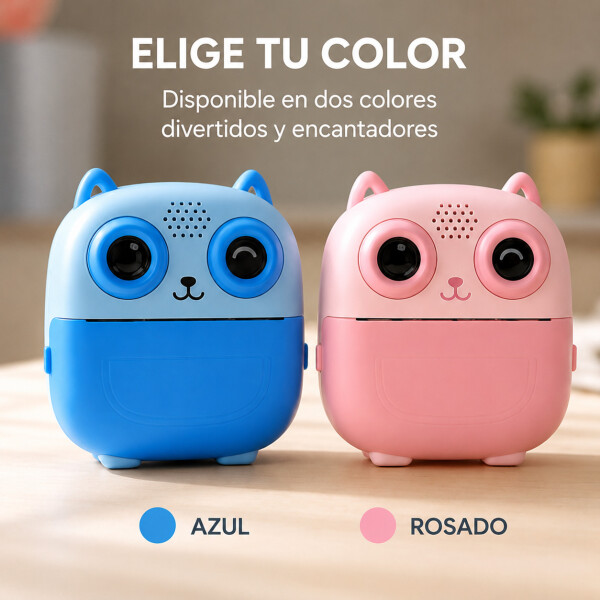 Camara De Fotos Buho Infantil Impresion Instantanea Polaroid Variante Color Azul