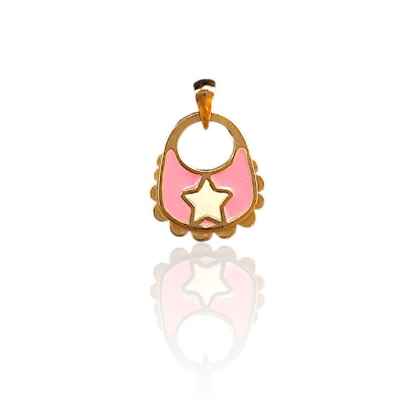 Dije Babero-Oro bajo-Resina rosa y blanca-CP8506 Sinpiedra