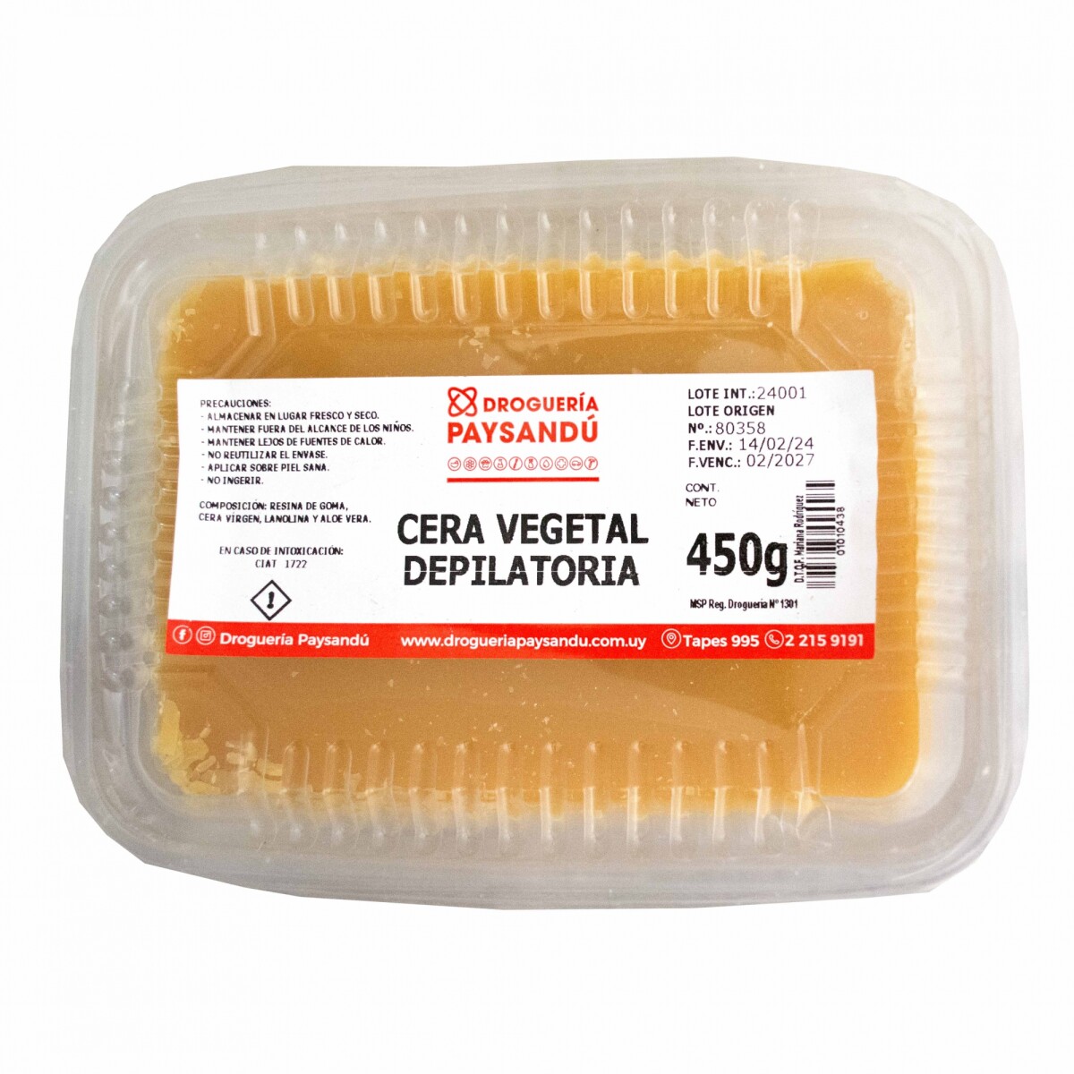 Cera Vegetal Depilatoria - 450 g 
