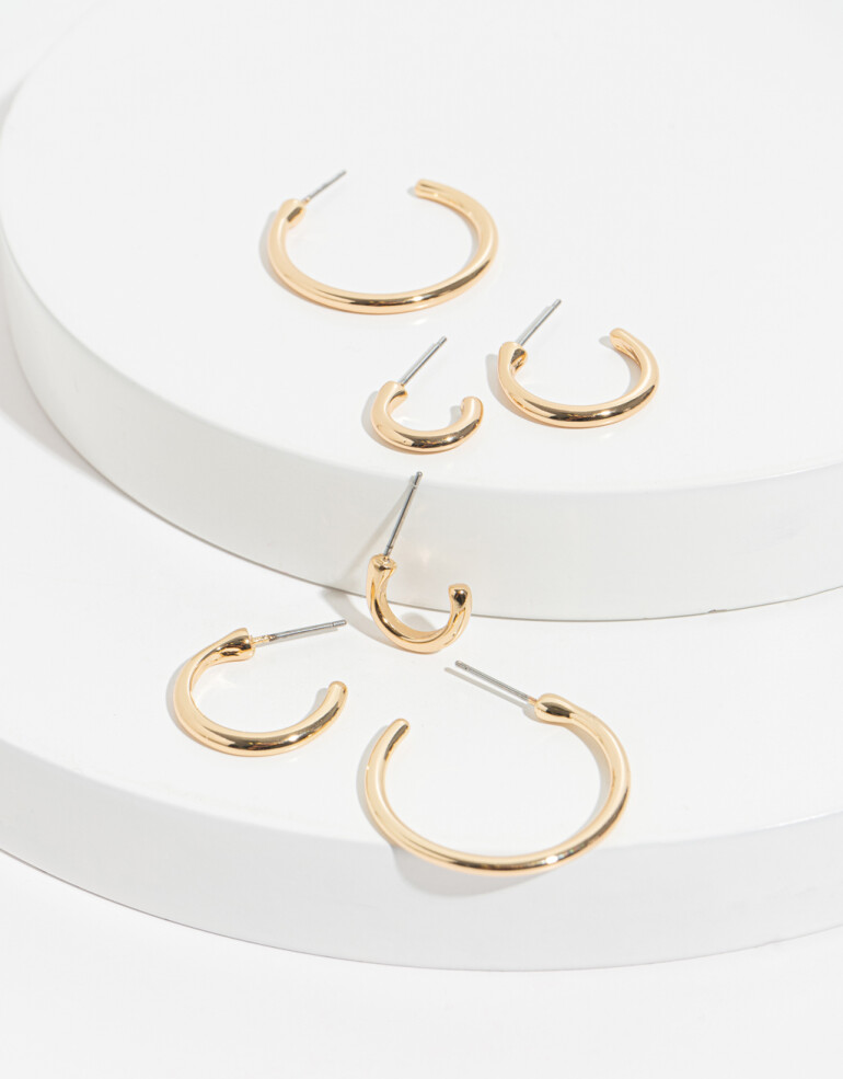 Aros Argollas Set Adicional Set De Argollas Bañadas En Oro - Dorado