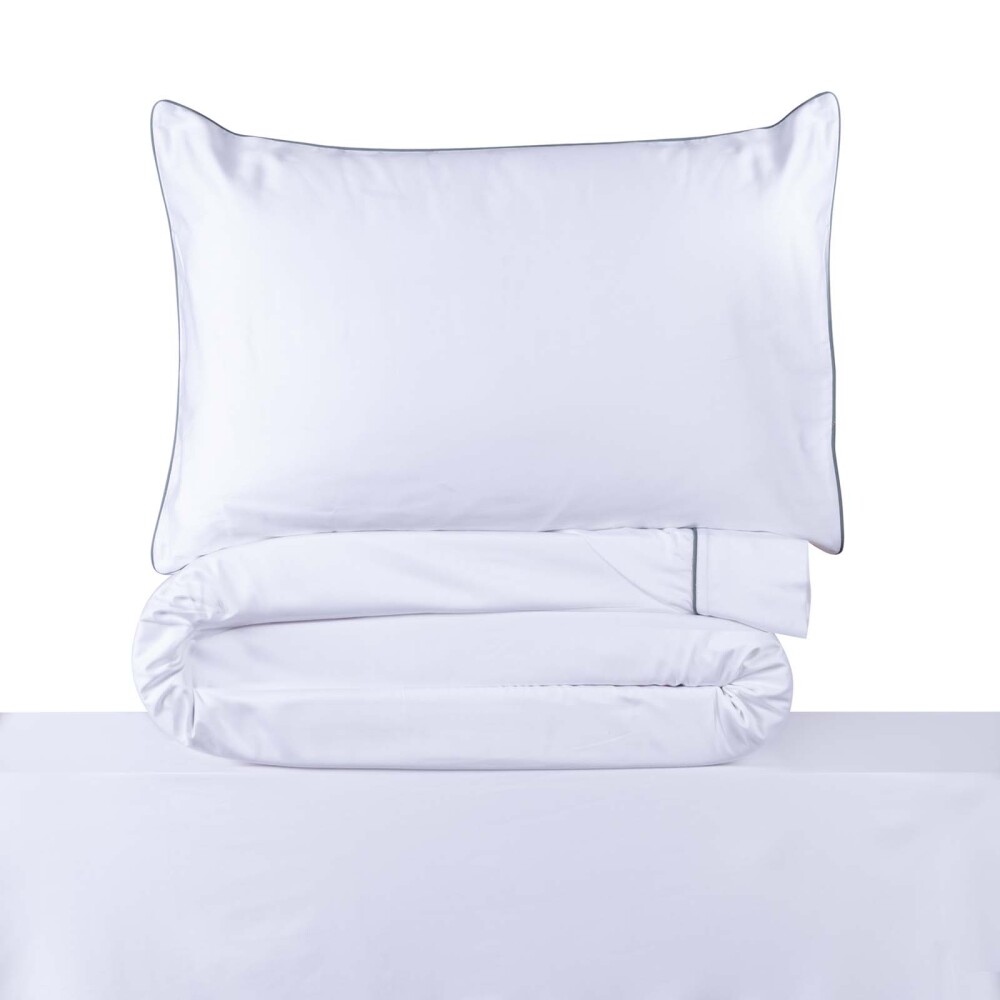 JGO SÁBANAS FESTÓN VERDE SUPER KING ALGODON BLANCO 300 HILOS