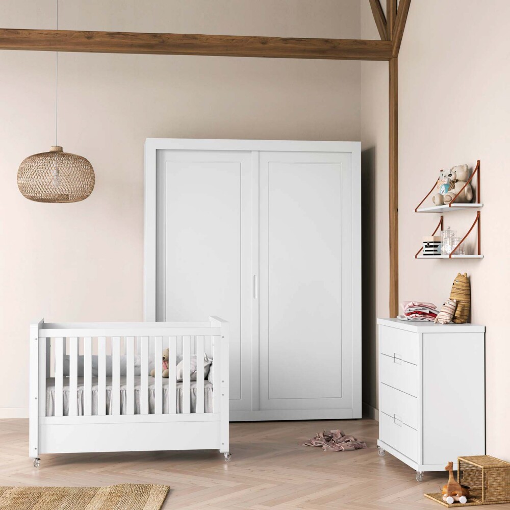 COMODA CAJONERA 4 CAJONES MDF-Y-MADERA BLANCO TUTTO