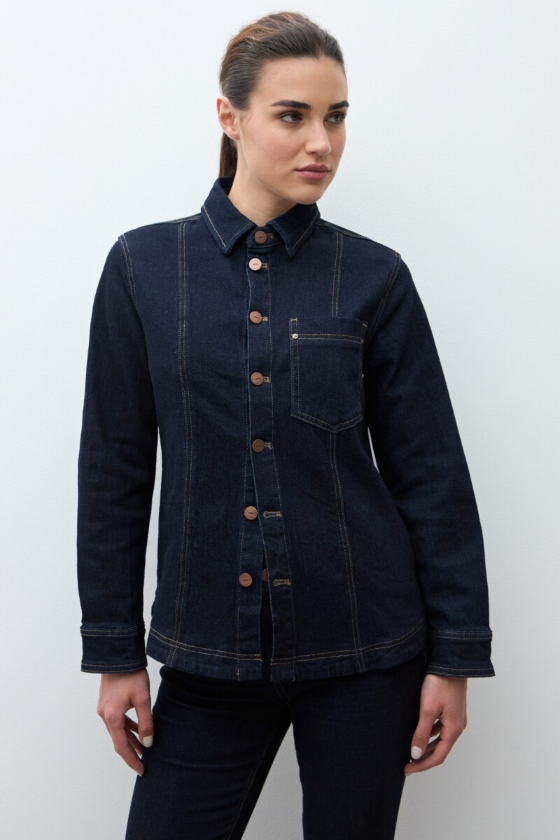 Camisa de jean azul oscuro