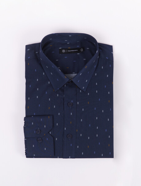 Camisa m/l estampada azul