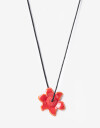 Collares Largos Color Collar Cordón Flor Esmaltada - Rojo Cereza
