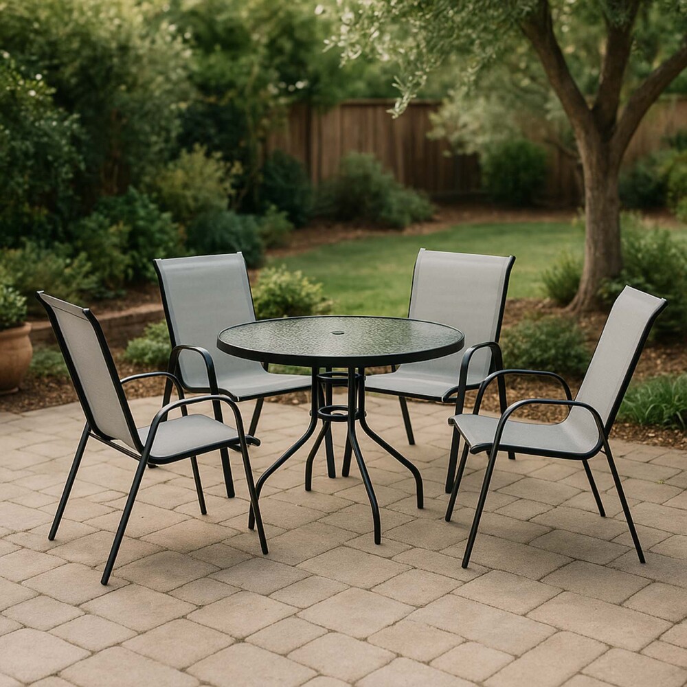 SET DE JARDIN ACERO-Y-TEXTILINA GRIS MINORI