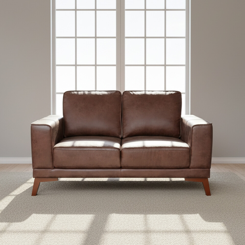 SOFÁ 2 CUERPOS TELA MARRON VALLE TABACO