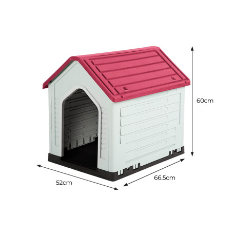 Casa Cucha Mascota Perro 60x66x52 Resistente + Piso Rojo