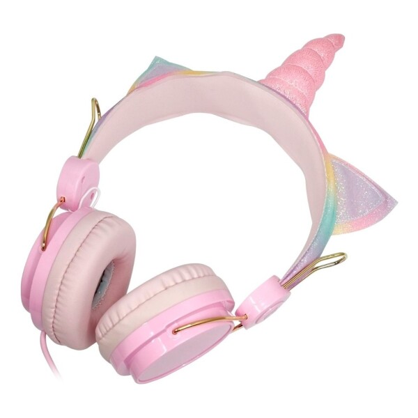 Auriculares Unicornio Cableado Gt Arcoiris Infantil Niños Color Variante Rosado