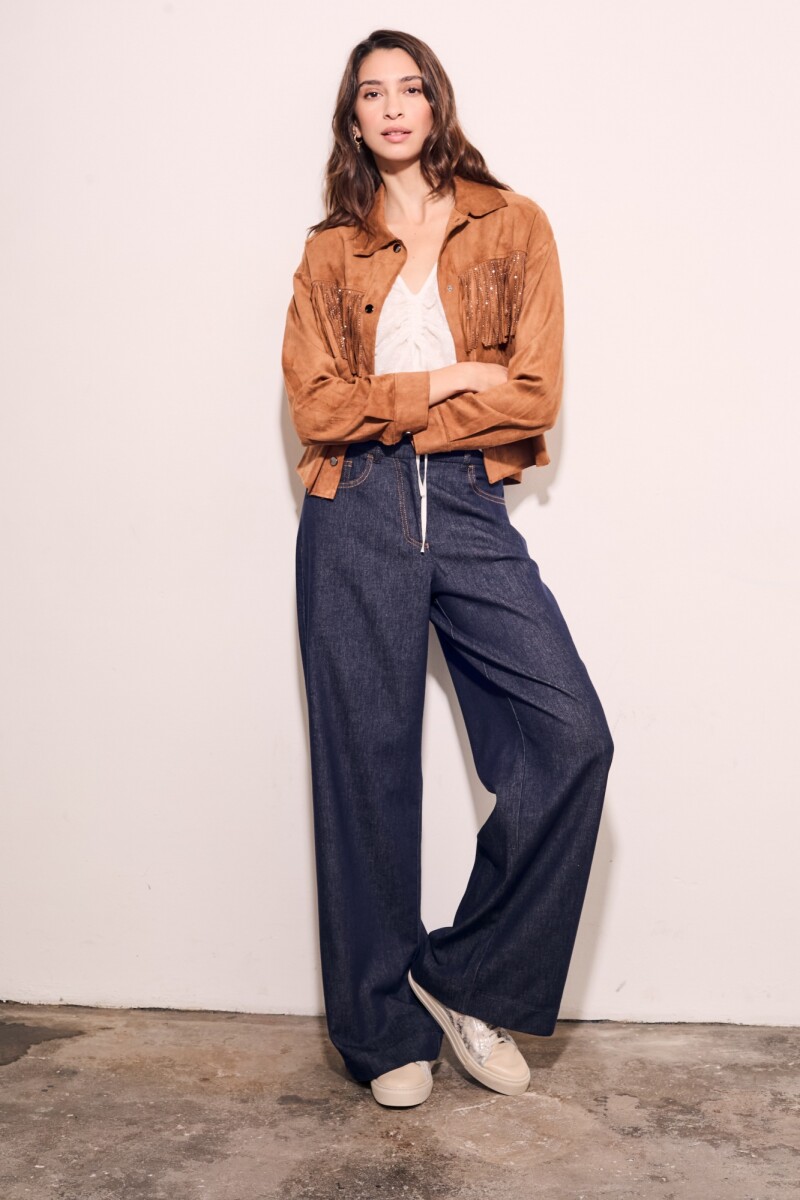 Camisa Flecos Gamuza Vegana Camel