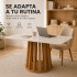 Mesa De Comedor Jade Circular 102 Cm Laqueada Vidrio Moderna Blanco 1
