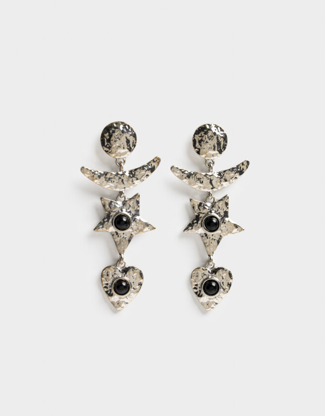 Aros Colgantes Largos Metal diferenciado Aros Colgantes Largos De Metal - Plateado