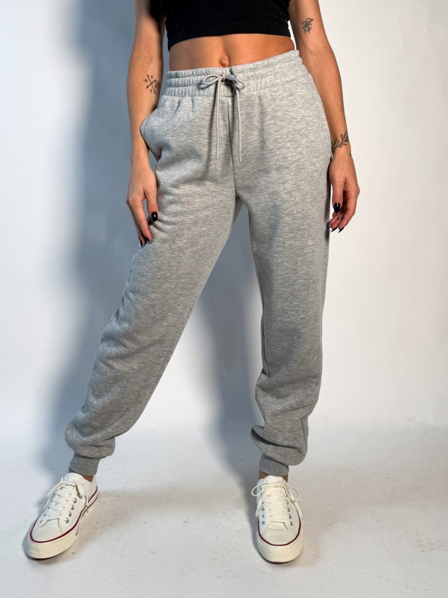 Jogger de algodon con puño Gaia - Gris Melange 