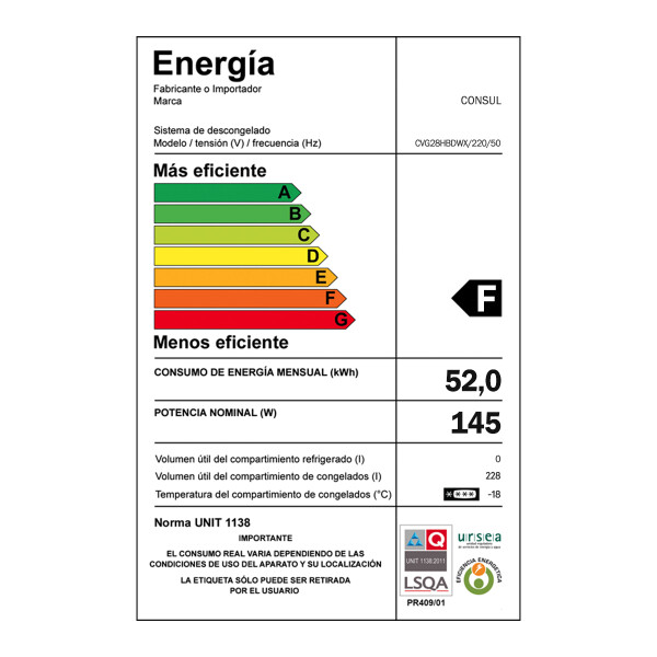 Freezer Vertical Consul Cvg28hbdwx 280 L FREEZER VERTICAL CONSUL 280L CVG28HBDWX