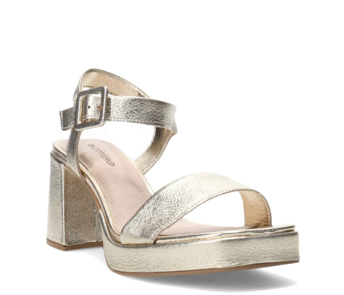 Sandalia con taco y plataforma Dourado