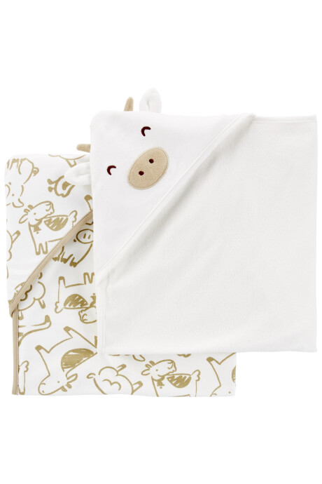 Pack dos toallas de algodón con capucha diseño vaca 0