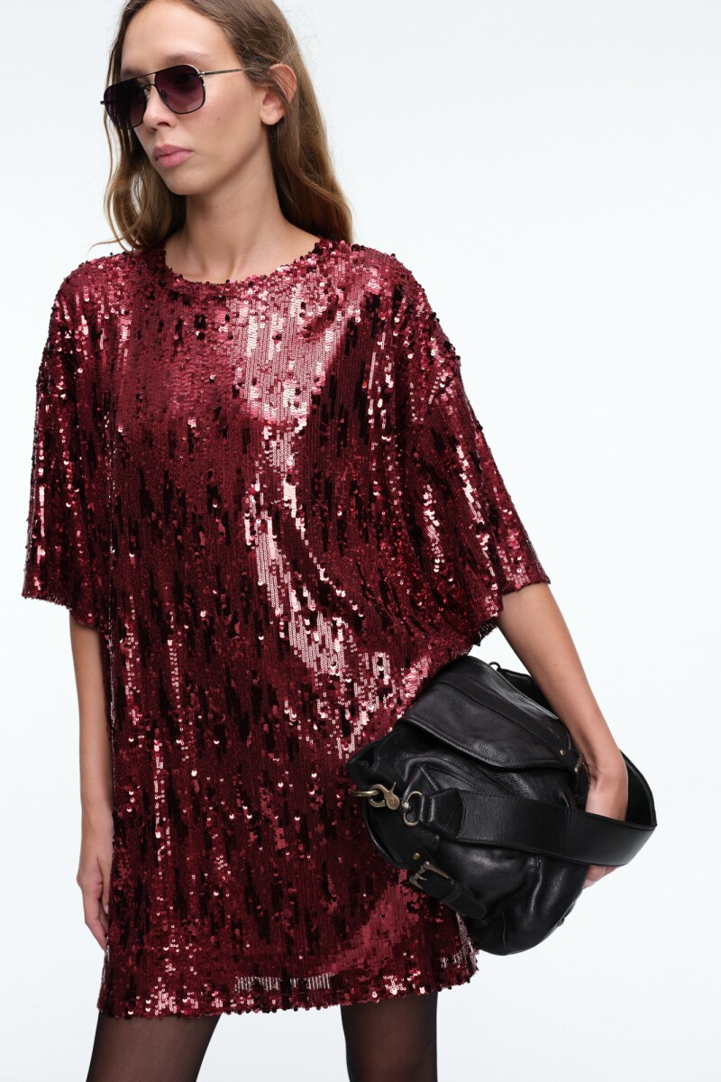 VESTIDO LENTEJUELAS Rojo