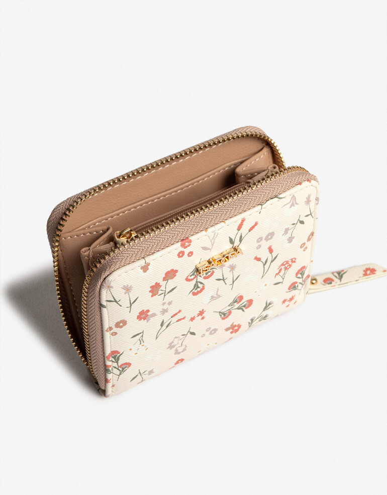 Billetera Zip Round Billetera Con Cierre - Estampado Flores