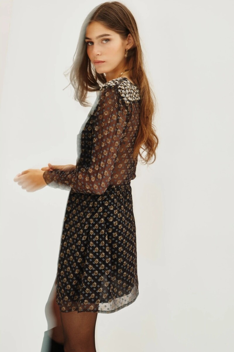 Vestido Lux Foil Bandani Negro