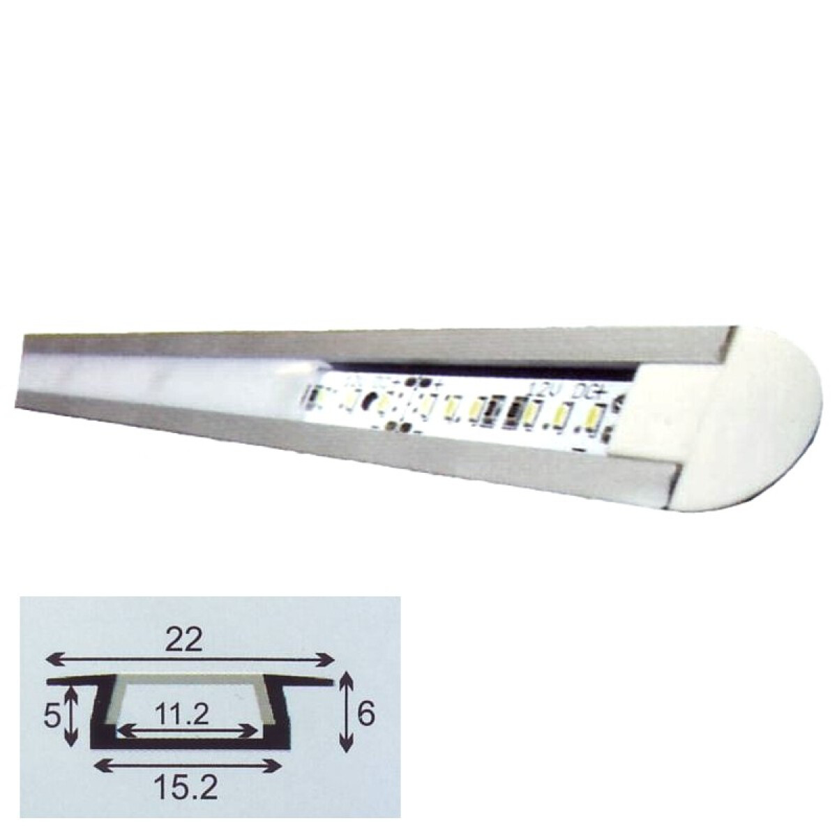 Regleta LED aluminio 12V 8W 61cm 4000K P02 - LD0322 