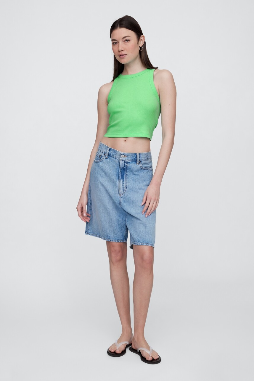 Musculosa Crop Mujer Neon Lime Green