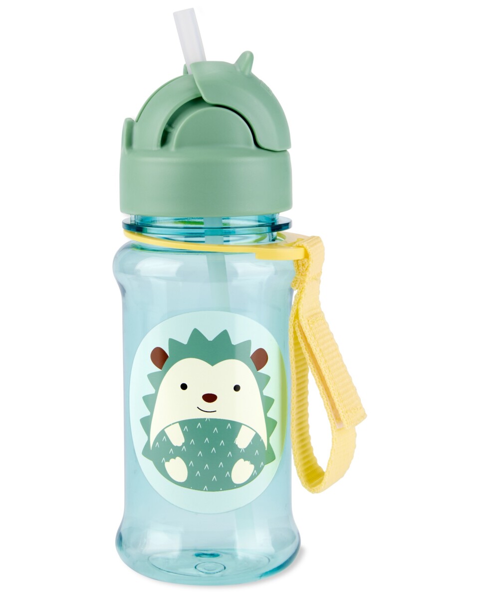 Botella de plástico Tritan, con sorbito, diseño erizo 