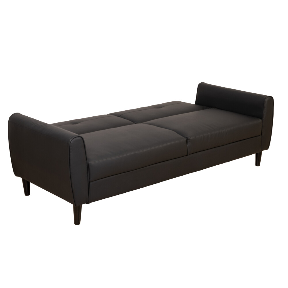 SOFÁ CAMA 2 CUERPOS PU-Y-MADERA NEGRO BOROCAY