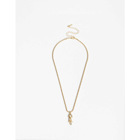 Collar Con Charm Acrílico Y Strass Dorado