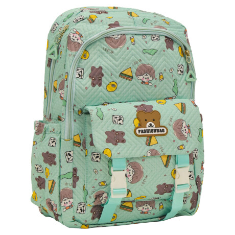 Set Mochila Escolar Infantil p/ Laptop y Bolsillos + Paragua Verde