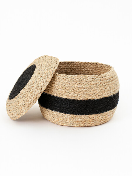 CANASTO CON TAPA OVALADO MARRON