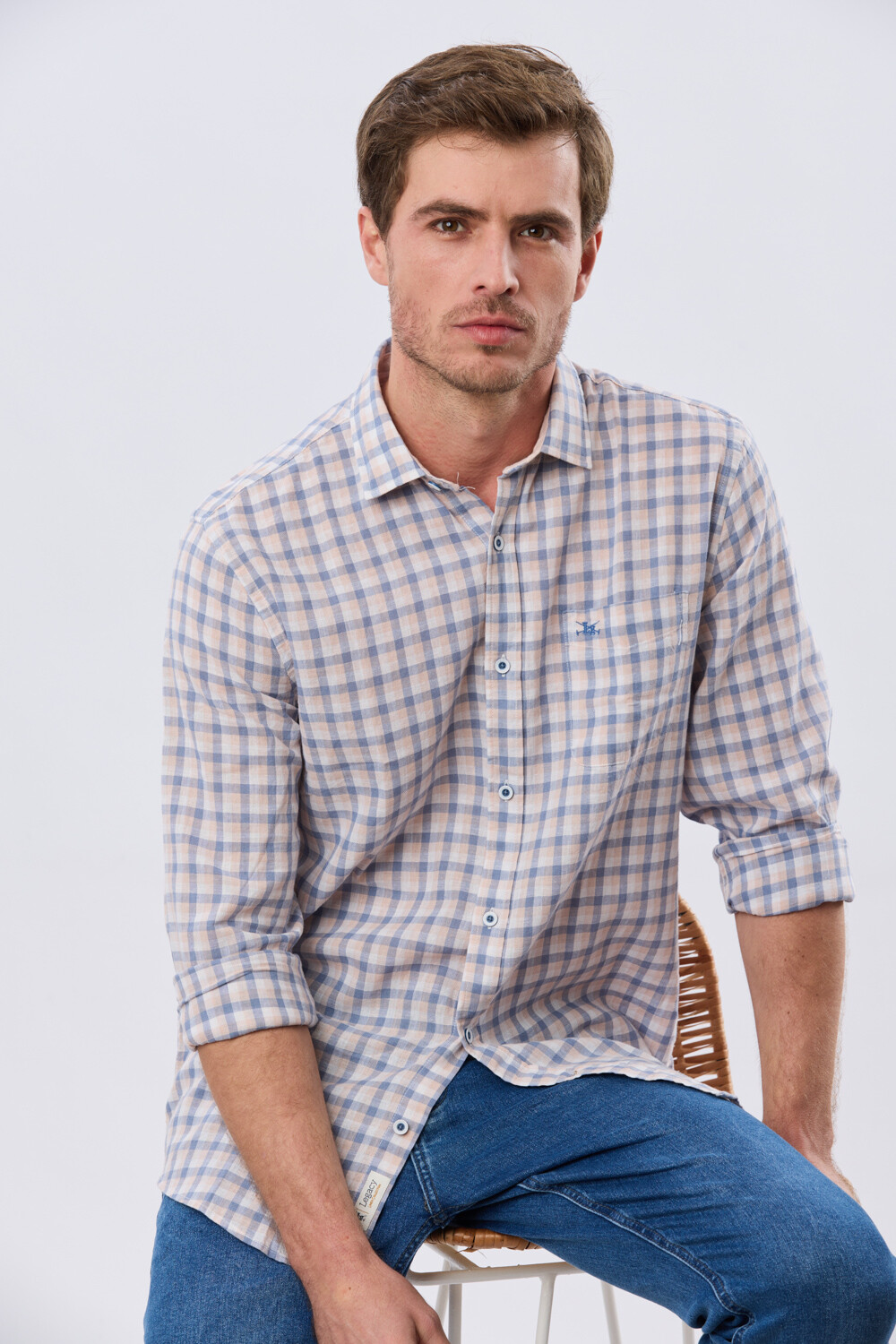 CAMISA CUADROS DE LINO Rosa