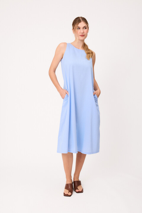 VESTIDO LARGO CRETTA POLANCO Celeste
