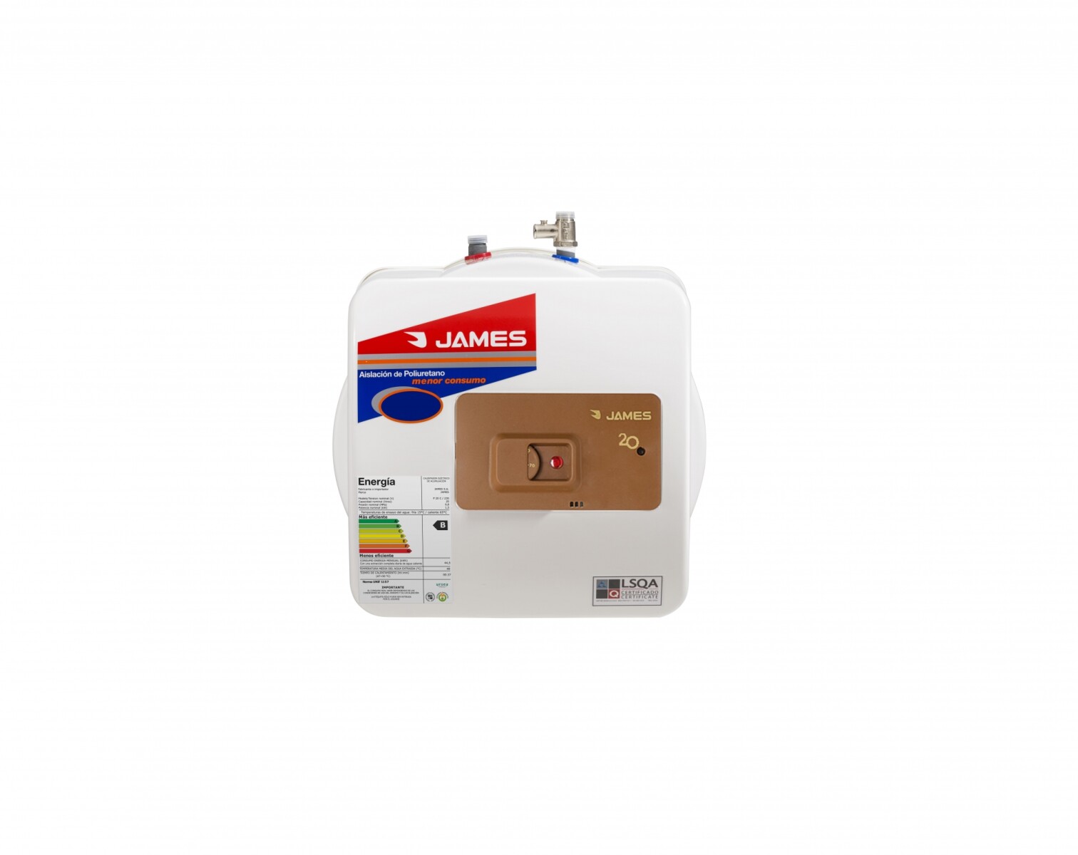 Calefon James 20L Con Tanque De Cobre Salida Superior 