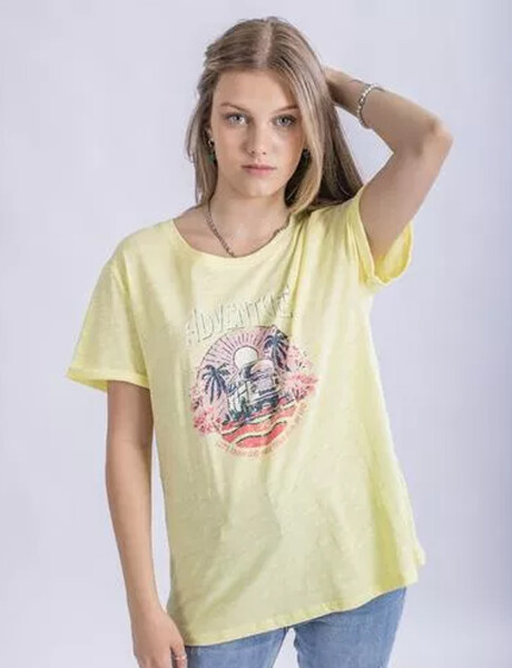 Camiseta en algodón estampada UFO Adventure amarilla L