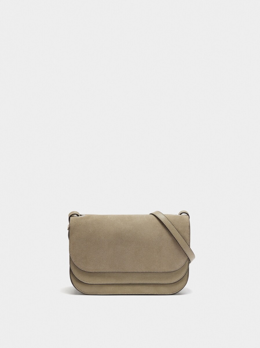 Bolso Bandolera Con Solapa Doble - taupe 